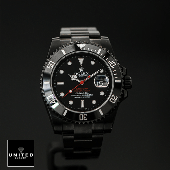 rolex_blaken_submariner_date_singel_red_black_dial_full_front