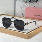 MIU MIU  Slim Metal Logo Mirror Legs Sunglasses Top quality - Image 5