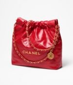 CHANEL 22 SMALL HANDBAG Shiny Calfskin & Gold-Tone Metal Red - Image 2