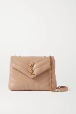 SAINT LAURENT Loulou small quilted leather shoulder bag beige