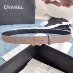 Chanel Belt With Double C Buckle Beige Gold Toned Hardware Women Belt 30MM