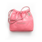 CHANEL 22 SMALL HANDBAG Calfskin & Silver Metal Pink