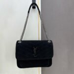 Saint Laurent YSL Niki Quilted Suede Handbag - Image 5