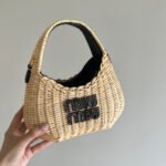 MIU MIU Hobo Woven Wicker Shoulder Bag Crossbody Bag - Image 5