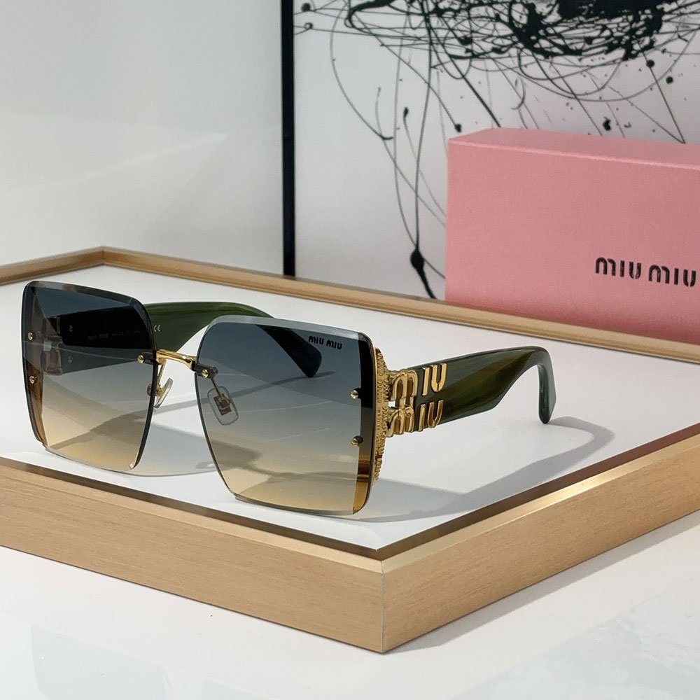 MIU MIU Mirror leg Logo Decoration Sunglasses Top quality