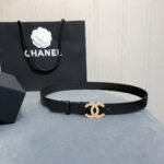 Chanel Belt With Double C Buckle Black With Full Gold Toned Hardware Women Belt 30MM