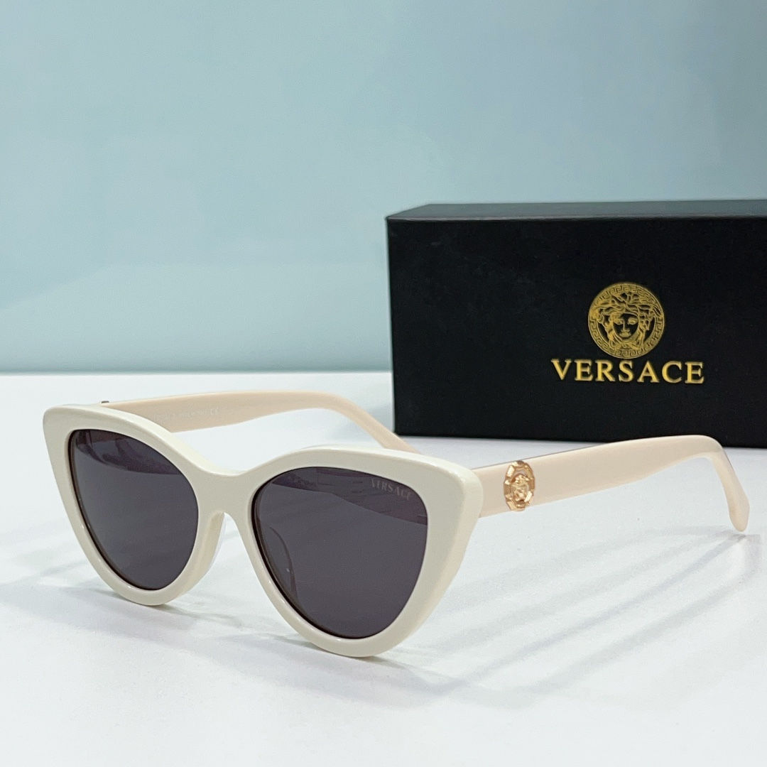 Versace  Mirror leg Logo Cat-eye Sunglasses Top Quality