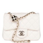 Chanel Classic Flag Bag Pearl Crush Mini Square Flap Bag White   Light Gold Hardware - Image 2