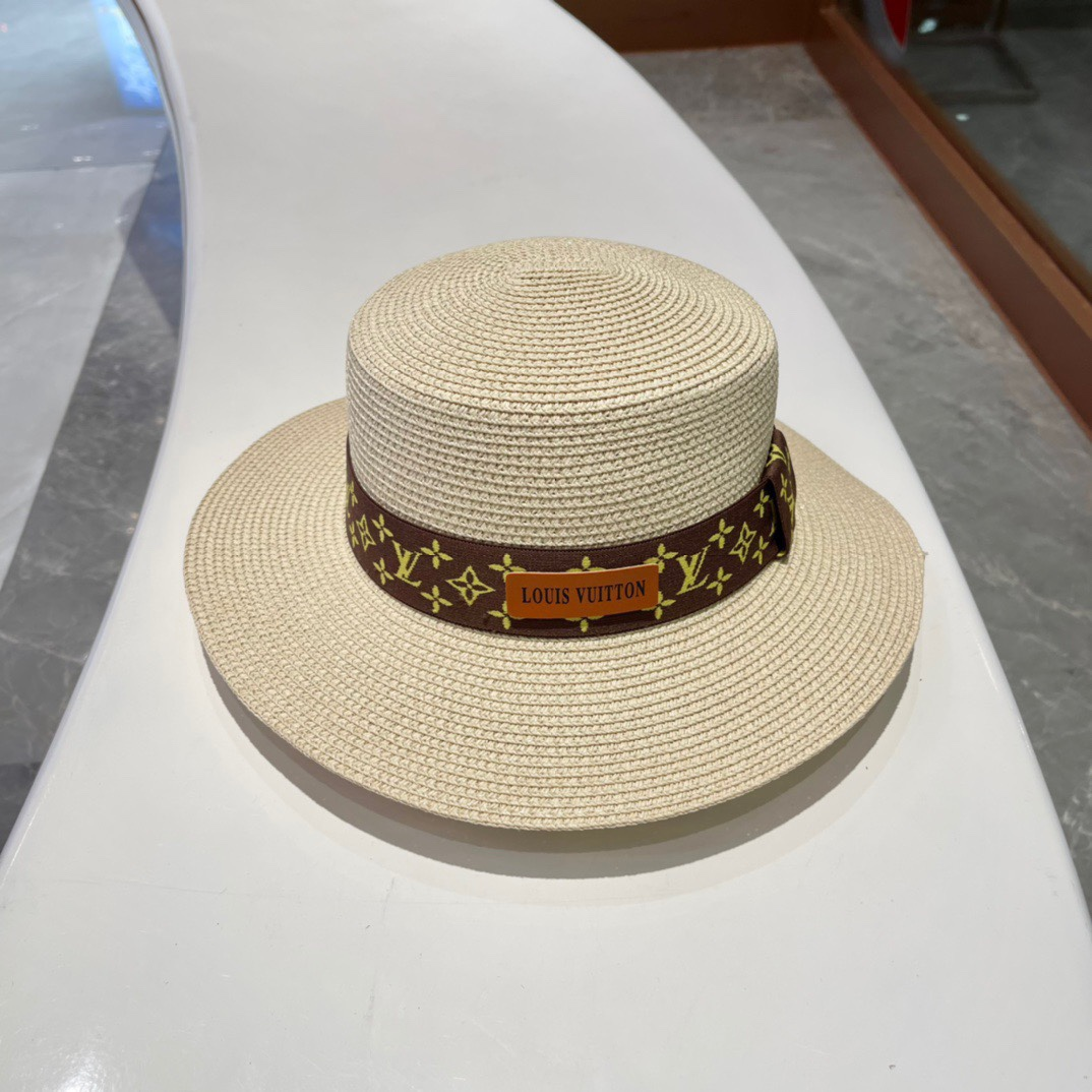Louis Vuitton LV Flat Straw Beach Hat Sunhat