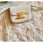 Celine MINI TRIOMPHE IN SHINY CALFSKIN white Very Rare Colour - Image 5