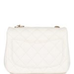 Chanel Classic Flag Bag Pearl Crush Mini Square Flap Bag White   Light Gold Hardware - Image 6