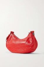 BALENCIAGA Le Cagole XS studded crinkled-leather shoulder bag red - Image 3