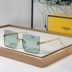 Fendi  Half Frame Thin Metal Frame Sunglasses Top quality - Image 4