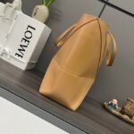 Loewe Puzzle Fold Tote in shiny calfskin Medium Brown - Image 4