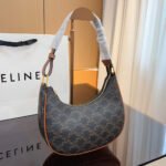 Celine Triomphe Half Moon Leather Handbag Shoulder Bag - Image 3