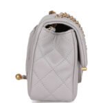 Chanel Classic Flag Bag Pearl Crush Mini Rectangular Flap Bag Light Grey   Antique Gold Hardware - Image 3