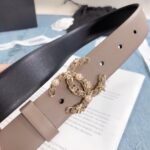 Chanel Belt With Double C Buckle Beige Gold Toned Hardware Women Belt 30MM - Image 2