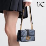 DIOR Oblique 30 Montaigne Flap Denim Bag - Image 2