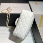 Chanel Classic Flag Bag Pearl Crush Mini Square Flap Bag White   Light Gold Hardware - Image 11