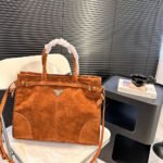 Prada Large suede handbag - Image 4