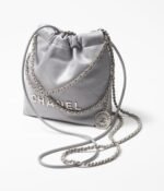 CHANEL 22 MINI HANDBAG Calfskin & Silver Metal Grey - Image 3