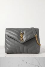 SAINT LAURENT YSL Loulou small quilted leather shoulder bag grey
