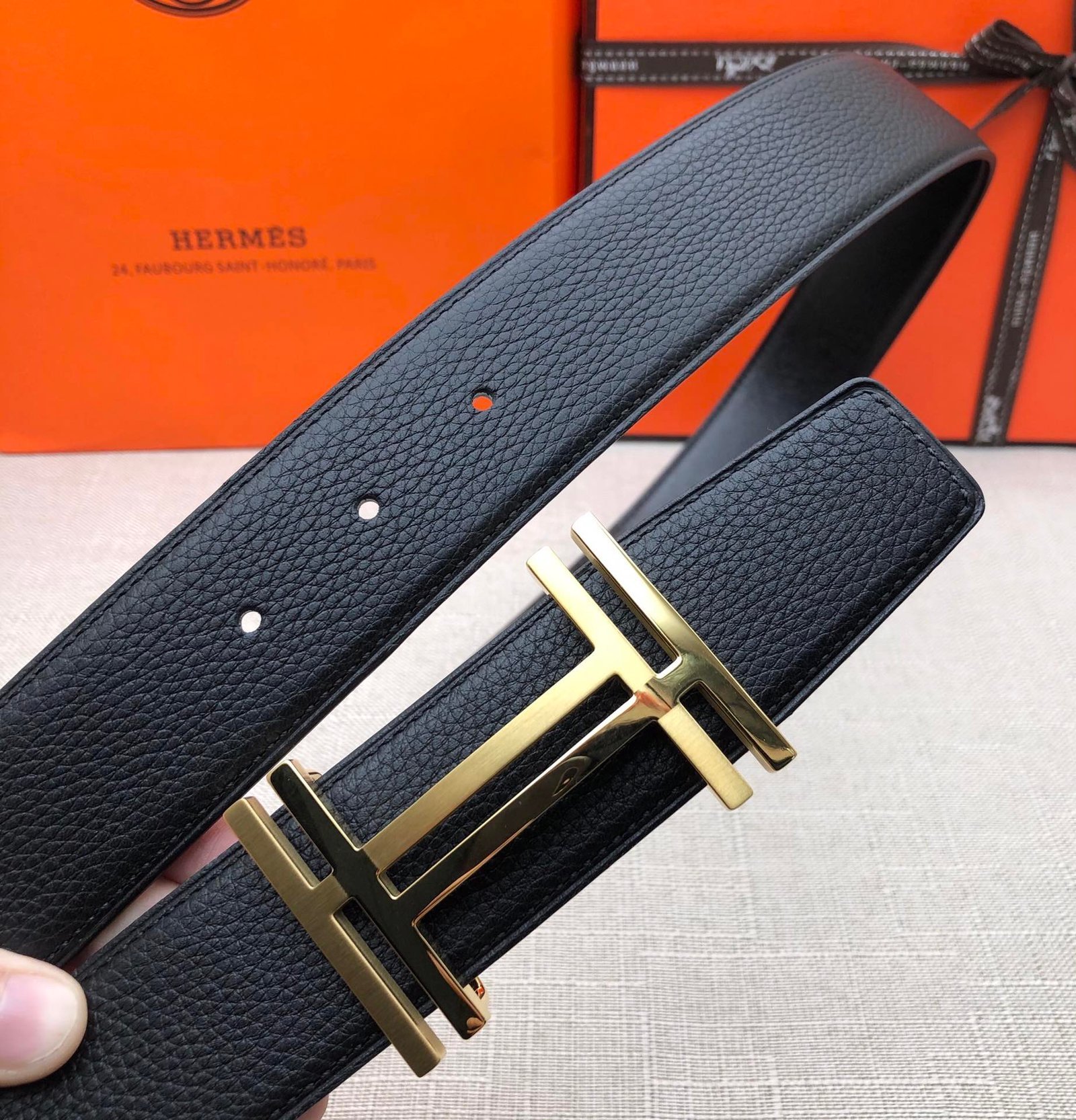 Hermes H Belt Buckle & Reversible Black For Women, Women Belt 380MM