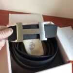 Hermes Mini Constance Guillochee Belt Buckle & Reversible Black For Women, Women Belt 380MM - Image 3
