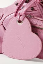 BALENCIAGA Le Cagole XS studded crinkled-leather shoulder bag pink - Image 4