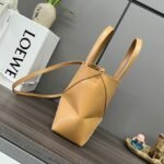 Loewe Mini Puzzle Fold Tote in shiny calfskin Brown - Image 3