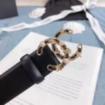 Chanel Belt With Double C Buckle Black Gold Toned Hardware Women Belt 30MM - Image 4