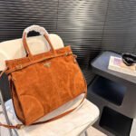 Prada Large suede handbag - Image 3