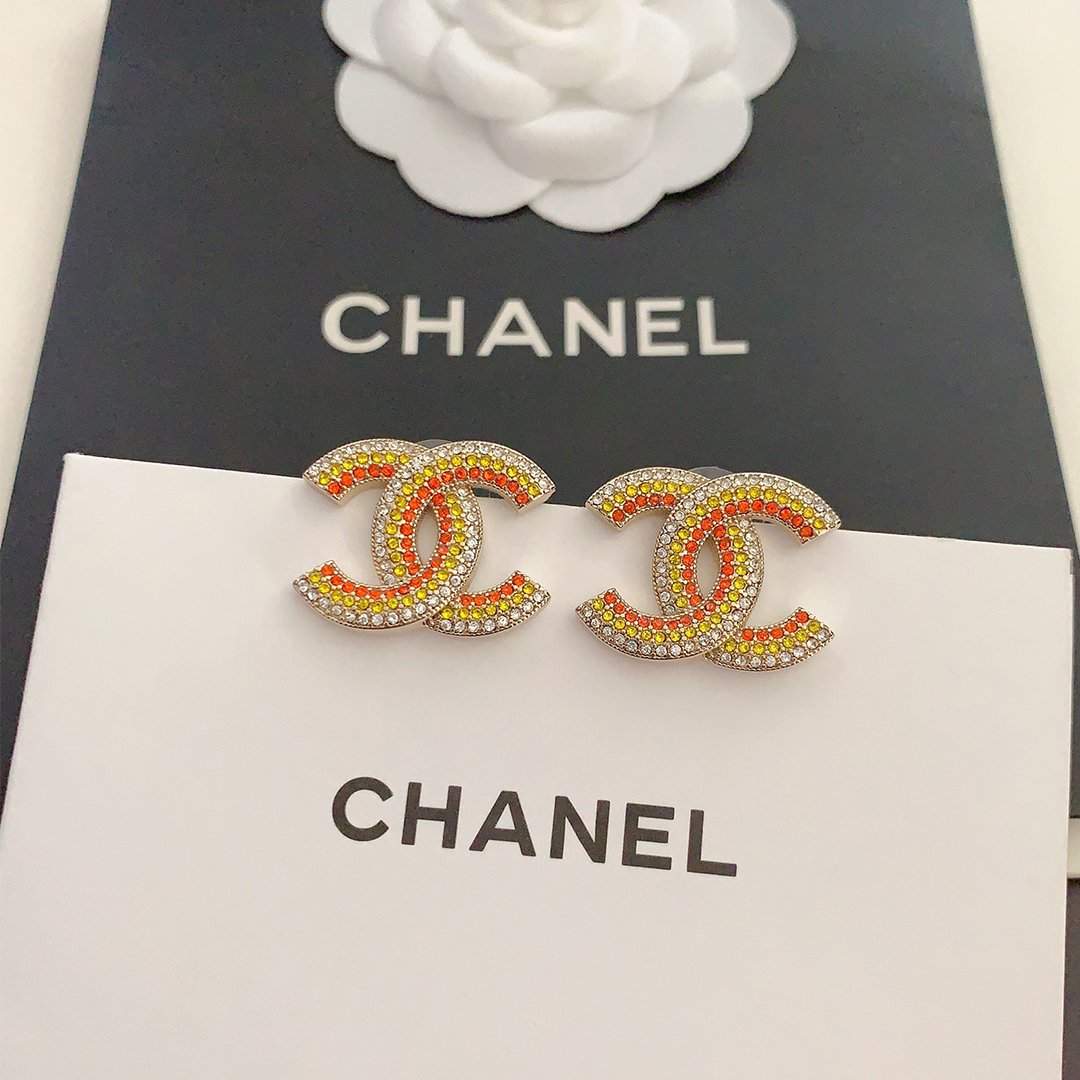 Chanel 3-color cc earrings