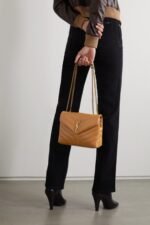 SAINT LAURENT YSL Loulou Small Quilted Leather Shoulder Bag Tan - Image 4