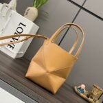 Loewe Mini Puzzle Fold Tote in shiny calfskin Brown