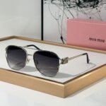 MIU MIU  Slim Metal Logo Mirror Legs Sunglasses Top quality - Image 3