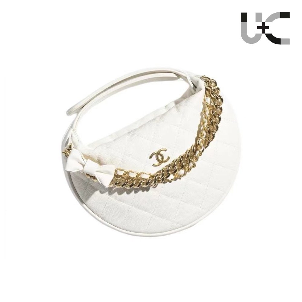 Chanel Calfskin Pouch on Gold Chain