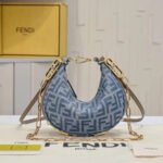 Fendi graphy Small Light blue FF denim fabric bag - Image 3