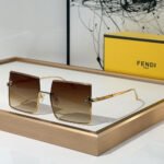 Fendi  Half Frame Thin Metal Frame Sunglasses Top quality - Image 6