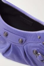 BALENCIAGA Le Cagole XS studded crinkled-leather shoulder bag purple - Image 2