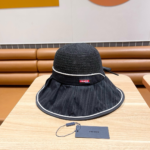 Prada Stylish Bow Fisherman Hat   Sunhat - Image 3