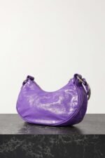 BALENCIAGA Le Cagole XS studded crinkled-leather shoulder bag purple - Image 3