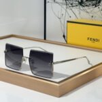 Fendi  Half Frame Thin Metal Frame Sunglasses Top quality