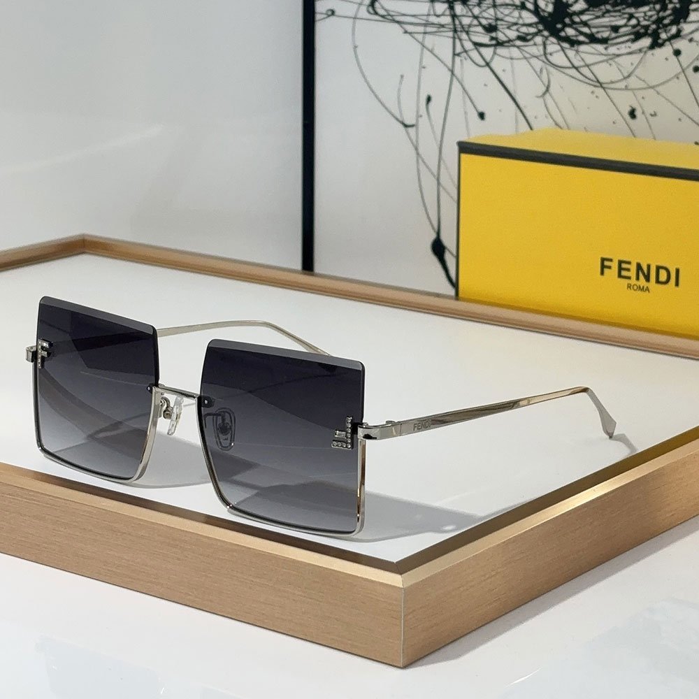 Fendi  Half Frame Thin Metal Frame Sunglasses Top quality