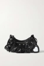 BALENCIAGA Le Cagole small studded crinkled-leather shoulder bag