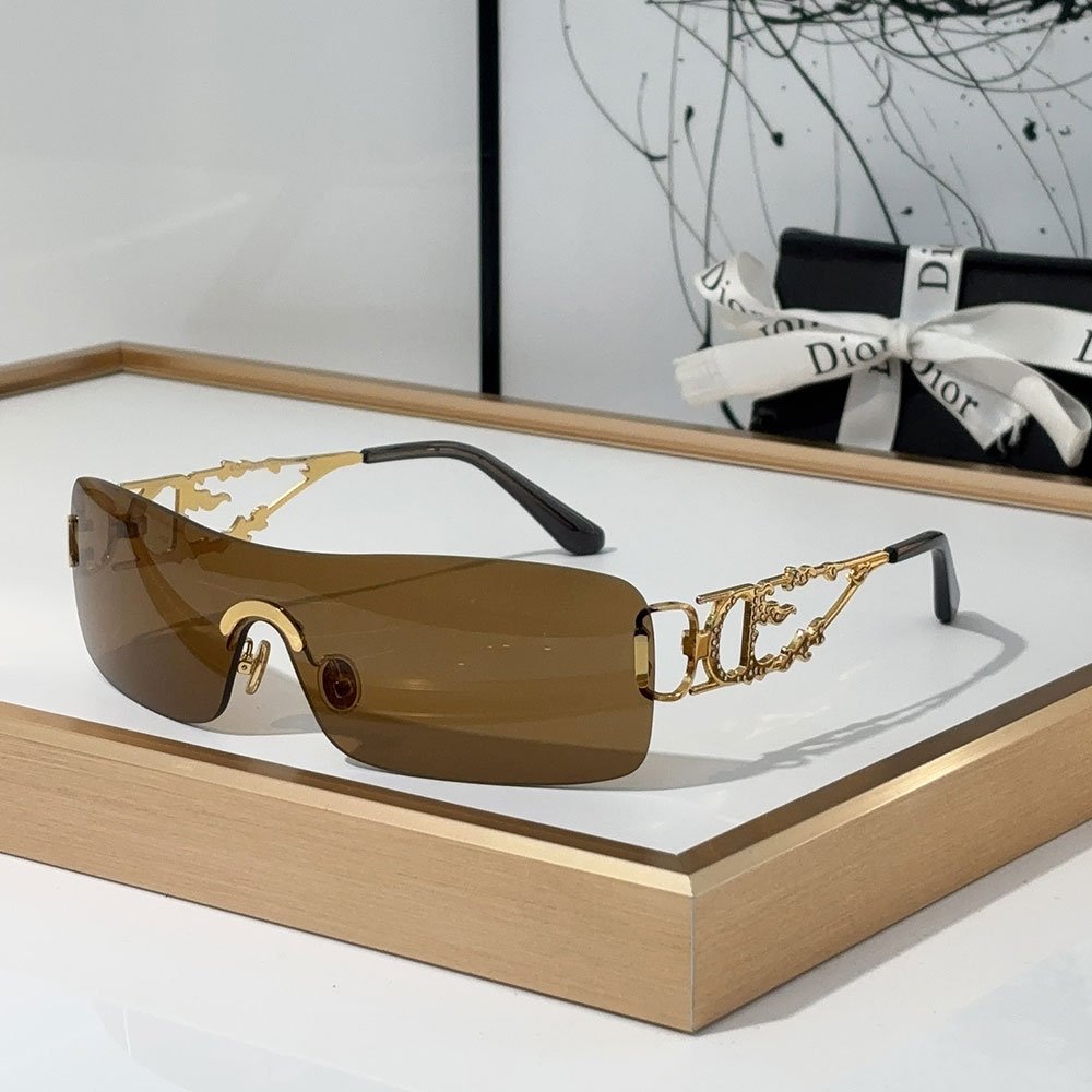Dior One-piece Rimless Hollow-out Sunglasses  Top quality