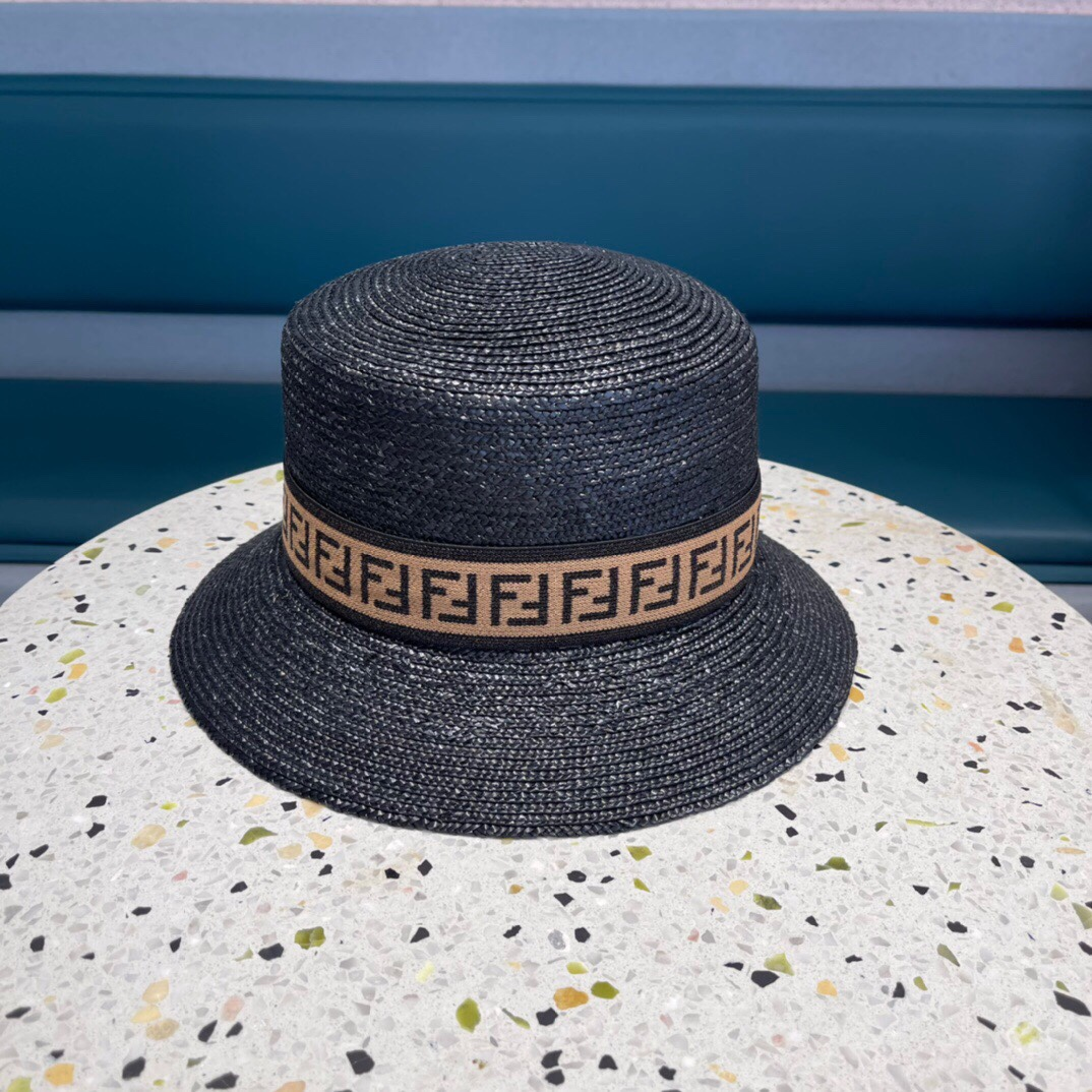 Fendi Straw Flat Top Hat  Sunhat