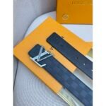 Lv Plaid Calfskin Pure Steel Men's Belt - Image 5