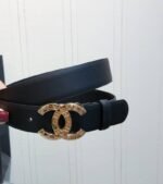 Chanel Belt With Double C Buckle Black With Full Gold Toned Hardware Women Belt 30MM - Image 3