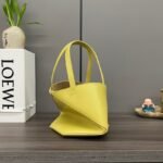 Loewe Mini Puzzle Fold Tote in shiny calfskin Yellow - Image 3